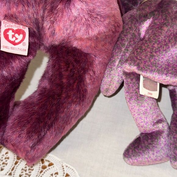 TY Signature Bear 2000 Beanie Baby & Beanie Buddy Set – Millennium Burgundy Plus - Picture 6 of 10